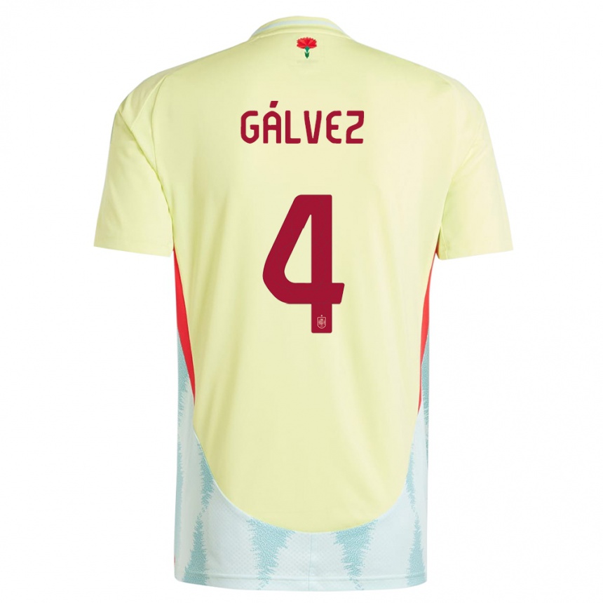 Niño Fútbol Camiseta España Rocio Galvez #4 Amarillo 2ª Equipación 24-26 Perú