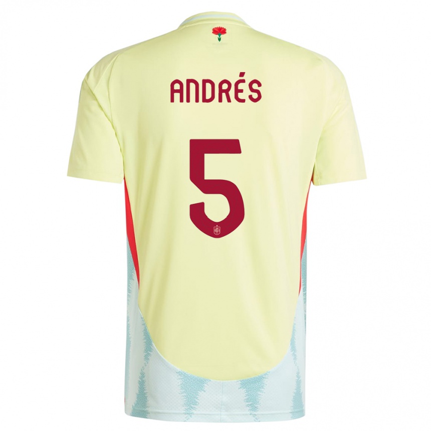 Niño Fútbol Camiseta España Ivana Andres #5 Amarillo 2ª Equipación 24-26 Perú