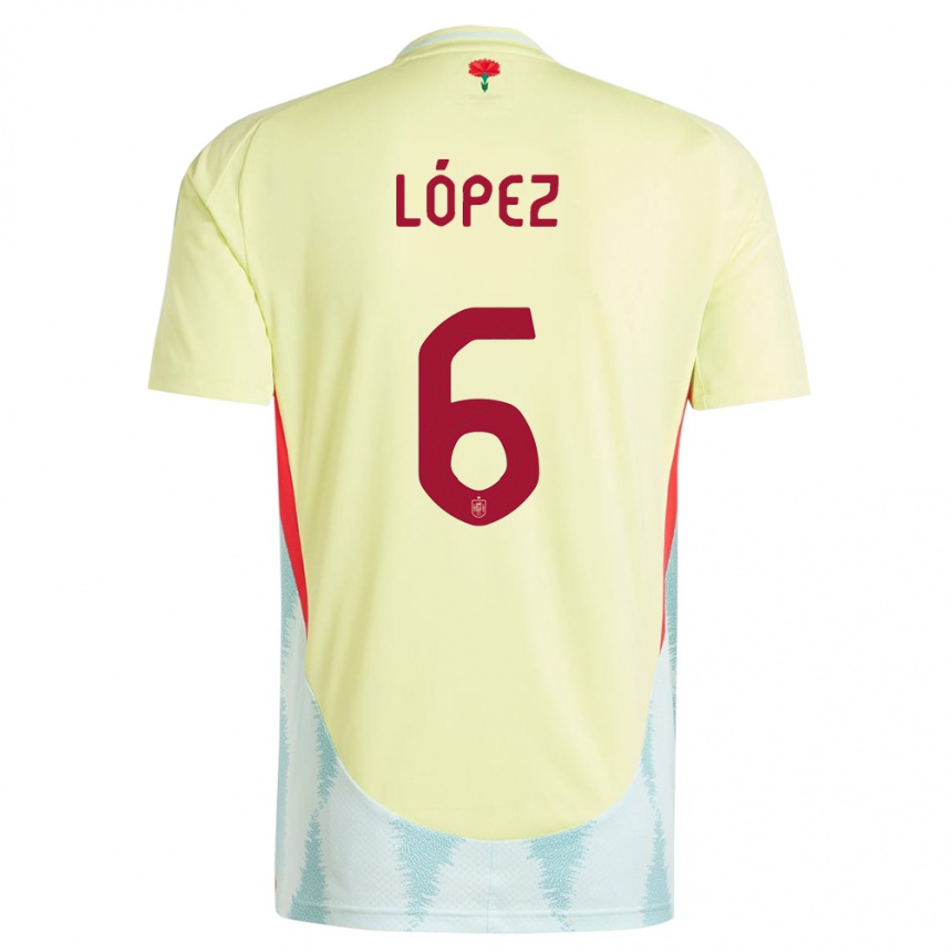 Niño Fútbol Camiseta España Maitane Lopez #6 Amarillo 2ª Equipación 24-26 Perú