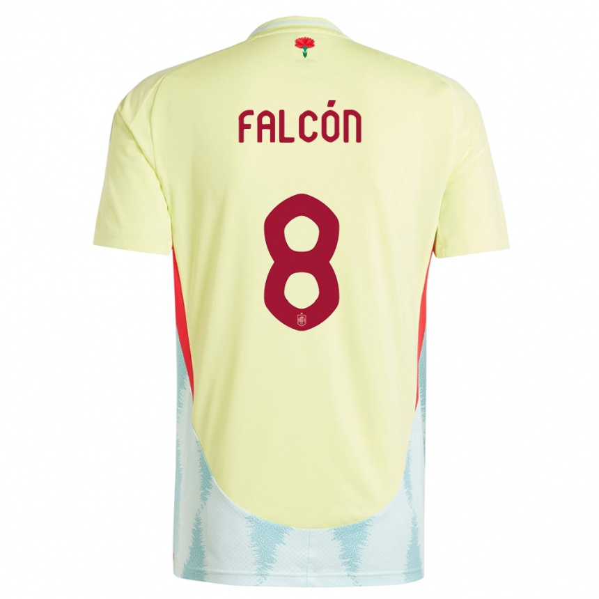 Niño Fútbol Camiseta España Andrea Falcon #8 Amarillo 2ª Equipación 24-26 Perú