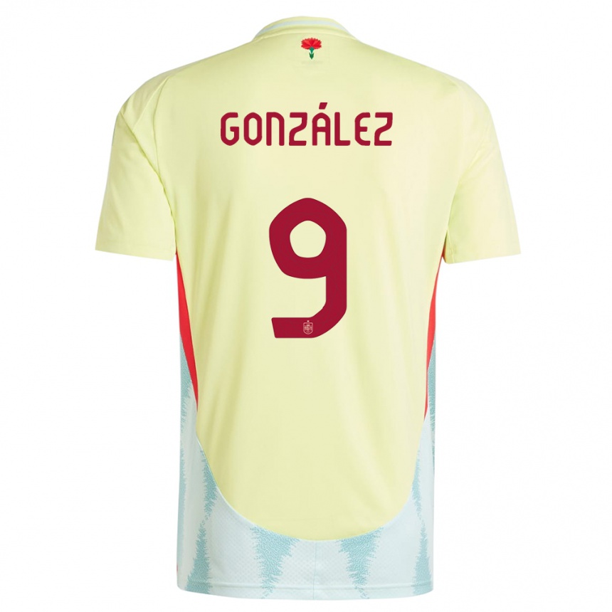 Niño Fútbol Camiseta España Esther Gonzalez #9 Amarillo 2ª Equipación 24-26 Perú