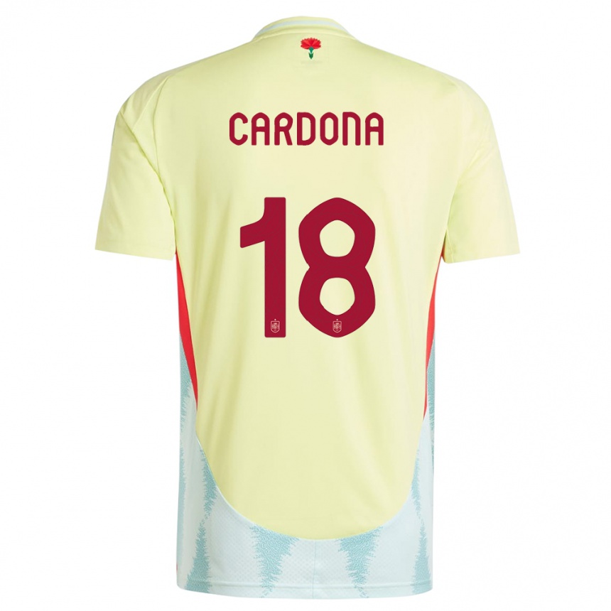 Niño Fútbol Camiseta España Marta Cardona #18 Amarillo 2ª Equipación 24-26 Perú