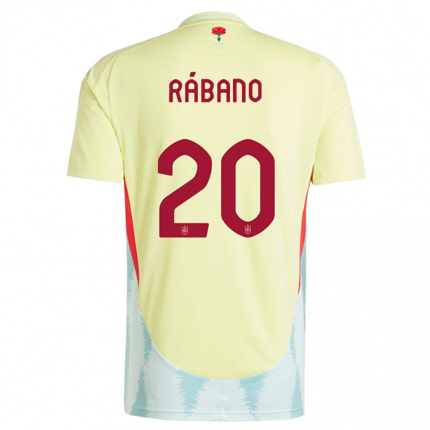 Niño Fútbol Camiseta España Nuria Rabano #20 Amarillo 2ª Equipación 24-26 Perú