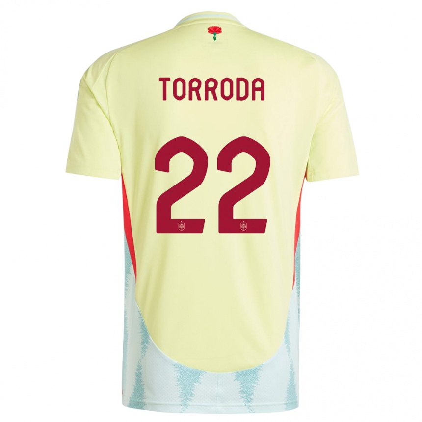 Niño Fútbol Camiseta España Anna Torroda #22 Amarillo 2ª Equipación 24-26 Perú