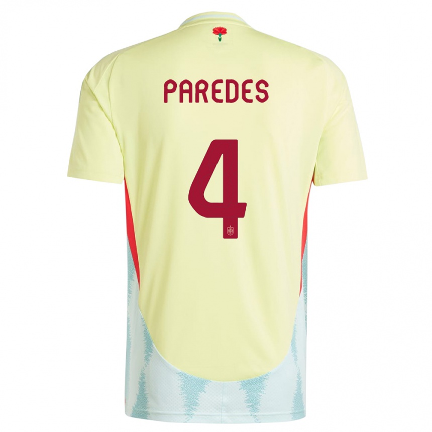 Niño Fútbol Camiseta España Irene Paredes #4 Amarillo 2ª Equipación 24-26 Perú