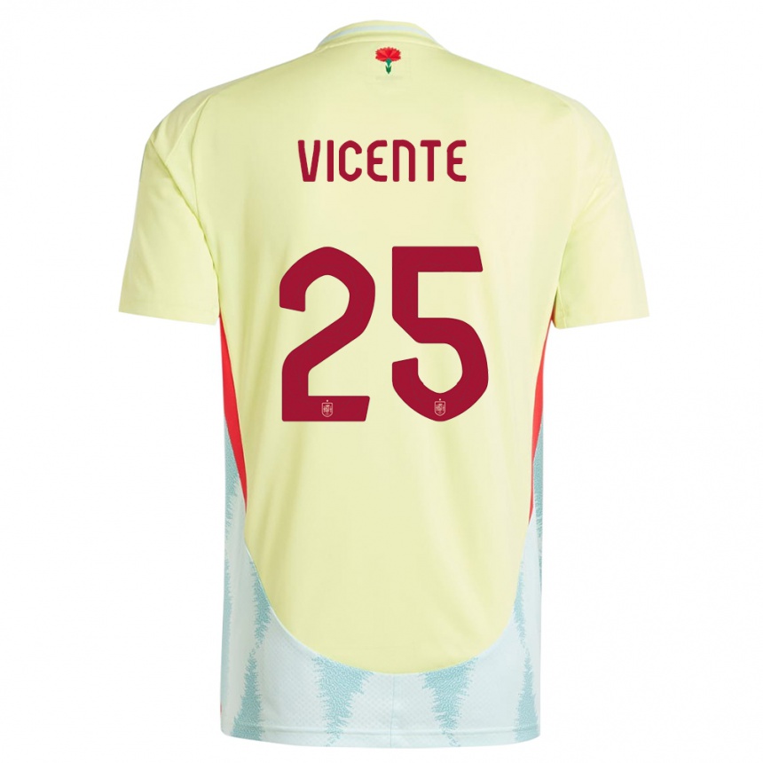 Niño Fútbol Camiseta España Ainhoa Vicente #25 Amarillo 2ª Equipación 24-26 Perú