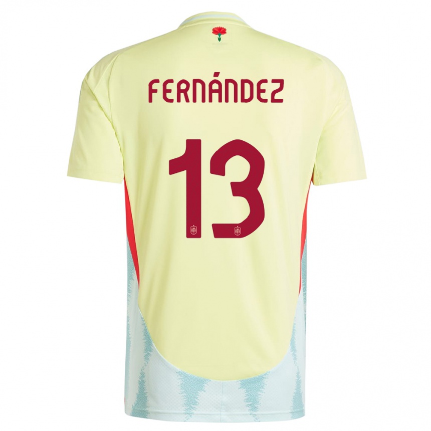 Niño Fútbol Camiseta España Cesar Fernandez #13 Amarillo 2ª Equipación 24-26 Perú