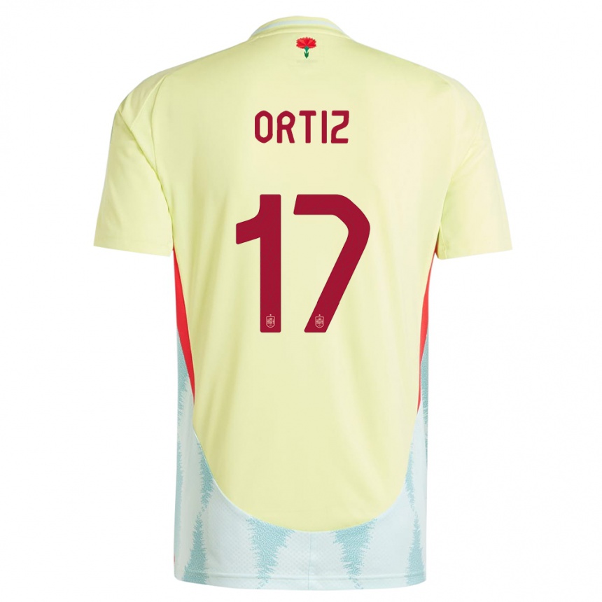 Niño Fútbol Camiseta España Angel Ortiz #17 Amarillo 2ª Equipación 24-26 Perú