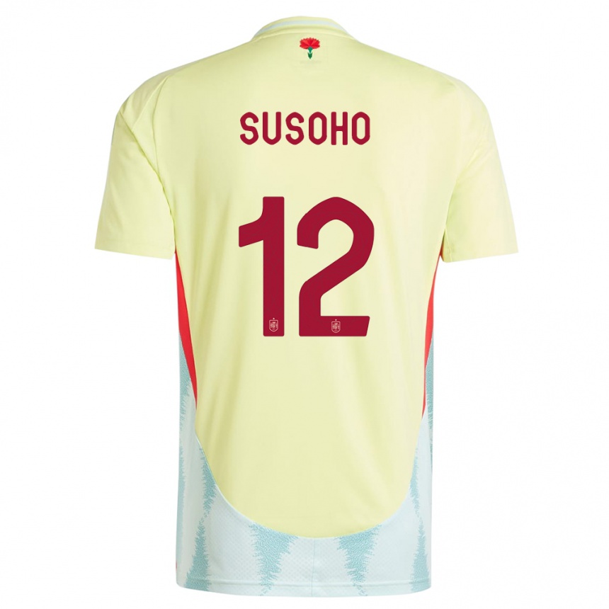 Niño Fútbol Camiseta España Mahamadou Susoho #12 Amarillo 2ª Equipación 24-26 Perú