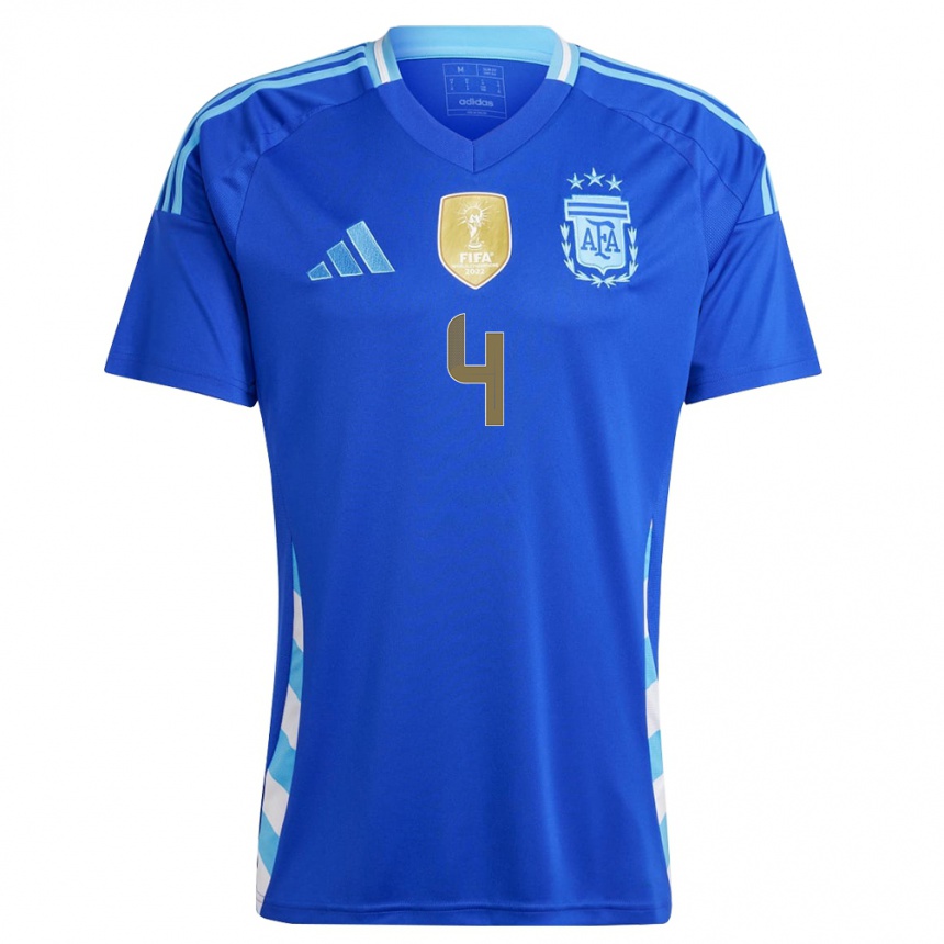 Niño Fútbol Camiseta Argentina Gonzalo Montiel #4 Azul 2ª Equipación 24-26 Perú