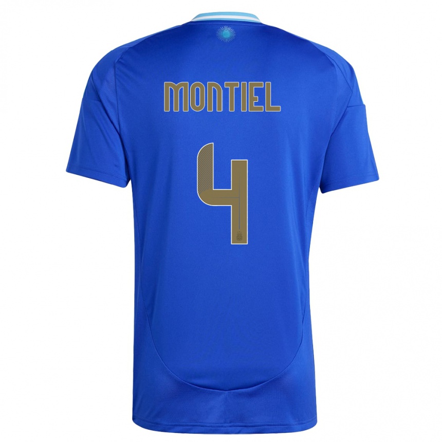 Niño Fútbol Camiseta Argentina Gonzalo Montiel #4 Azul 2ª Equipación 24-26 Perú