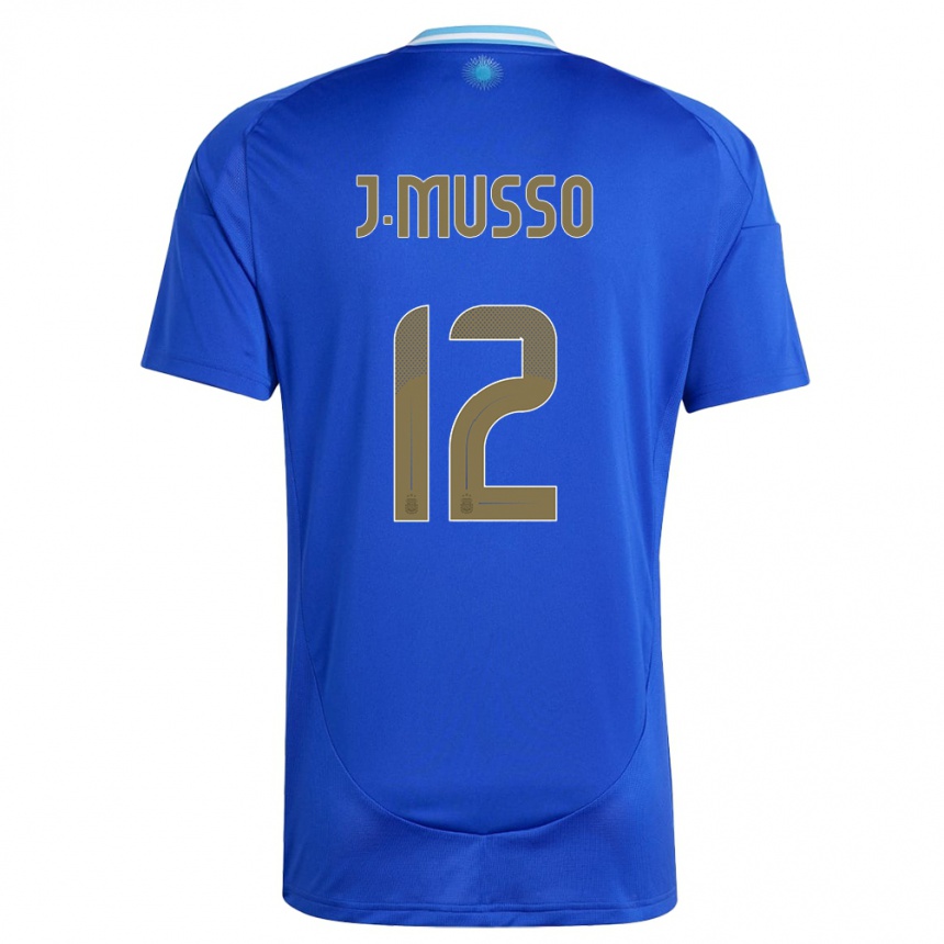 Niño Fútbol Camiseta Argentina Juan Musso #12 Azul 2ª Equipación 24-26 Perú