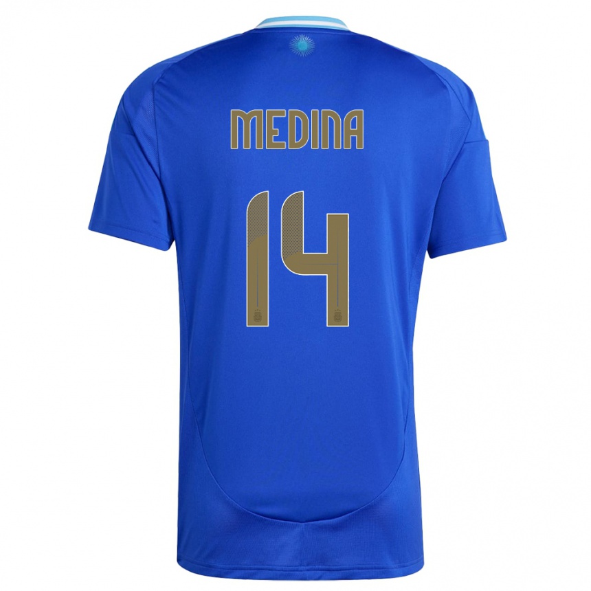 Niño Fútbol Camiseta Argentina Facundo Medina #14 Azul 2ª Equipación 24-26 Perú