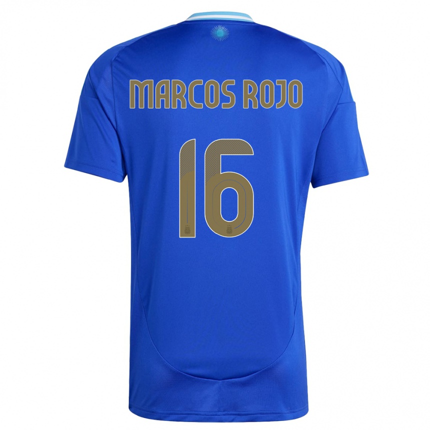 Niño Fútbol Camiseta Argentina Marcos Rojo #16 Azul 2ª Equipación 24-26 Perú