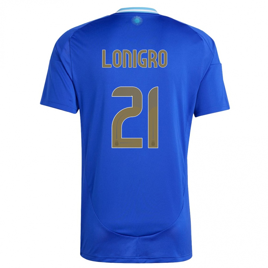 Niño Fútbol Camiseta Argentina Erica Lonigro #21 Azul 2ª Equipación 24-26 Perú