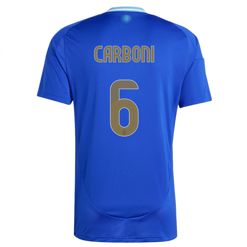 Niño Fútbol Camiseta Argentina Franco Carboni #6 Azul 2ª Equipación 24-26 Perú