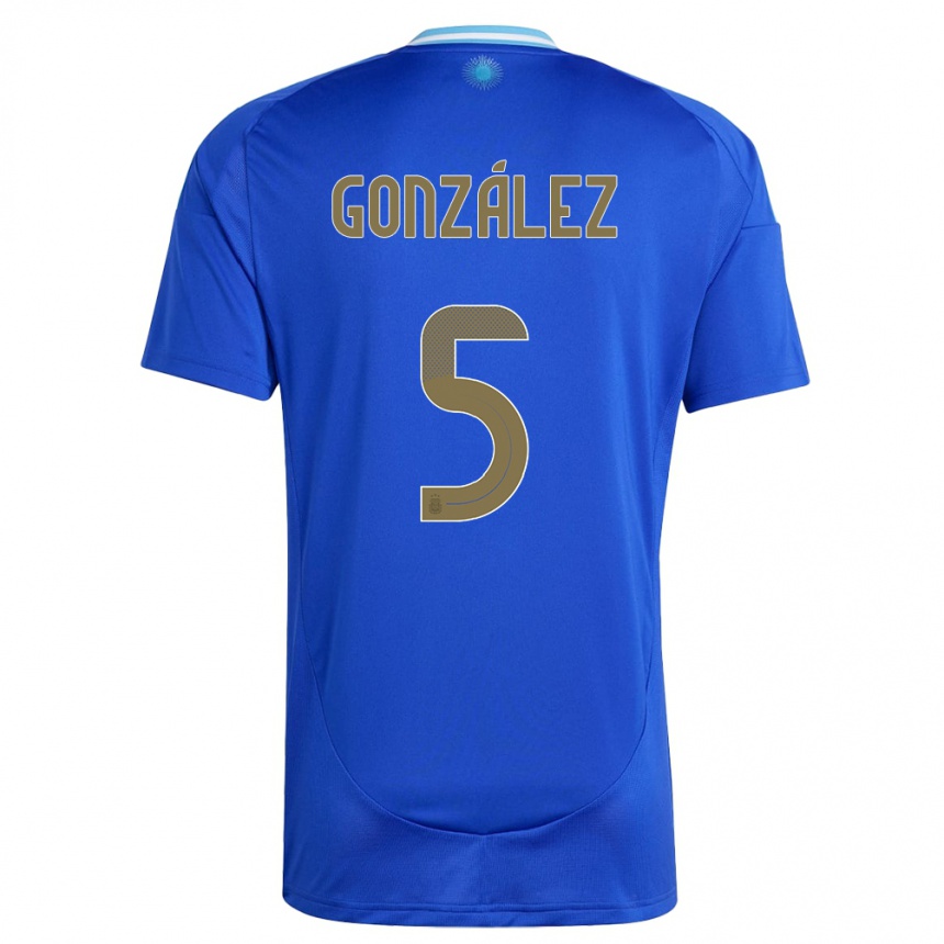 Niño Fútbol Camiseta Argentina Maximiliano Gonzalez #5 Azul 2ª Equipación 24-26 Perú