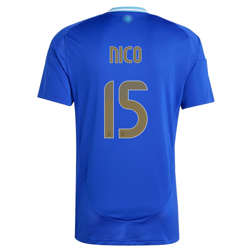 Niño Fútbol Camiseta Argentina Nico #15 Azul 2ª Equipación 24-26 Perú