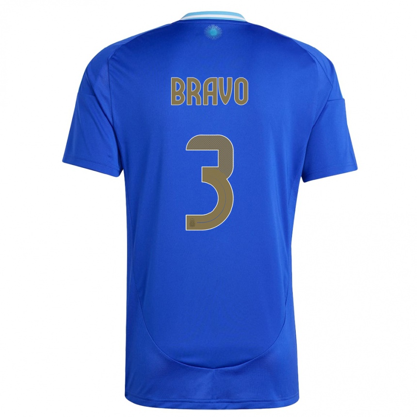 Niño Fútbol Camiseta Argentina Claudio Bravo #3 Azul 2ª Equipación 24-26 Perú