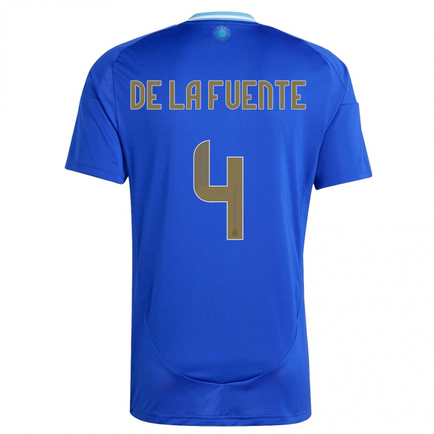 Niño Fútbol Camiseta Argentina Hernan De La Fuente #4 Azul 2ª Equipación 24-26 Perú