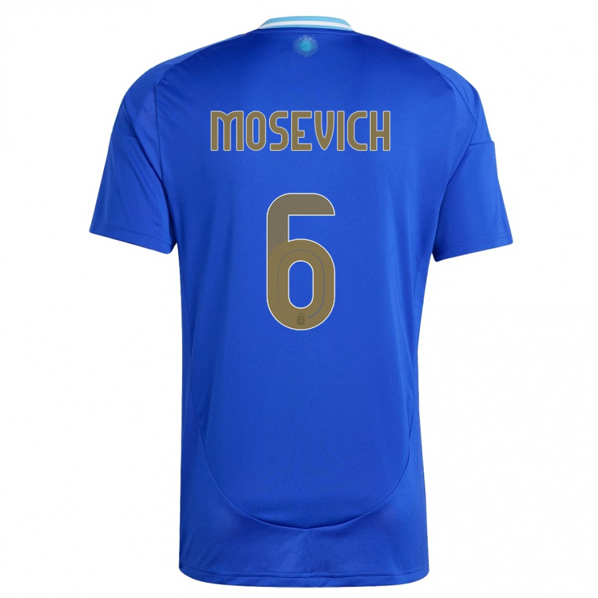 Niño Fútbol Camiseta Argentina Leonel Mosevich #6 Azul 2ª Equipación 24-26 Perú