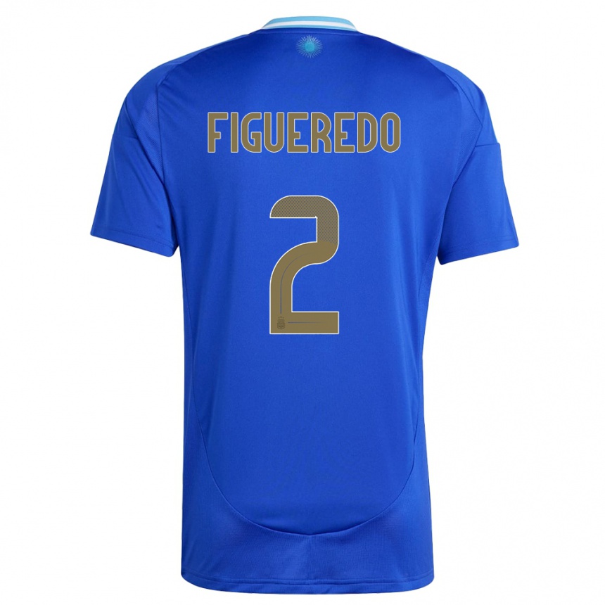 Niño Fútbol Camiseta Argentina Leandro Figueredo #2 Azul 2ª Equipación 24-26 Perú