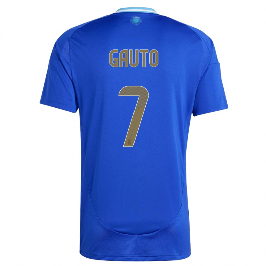 Niño Fútbol Camiseta Argentina Juan Gauto #7 Azul 2ª Equipación 24-26 Perú