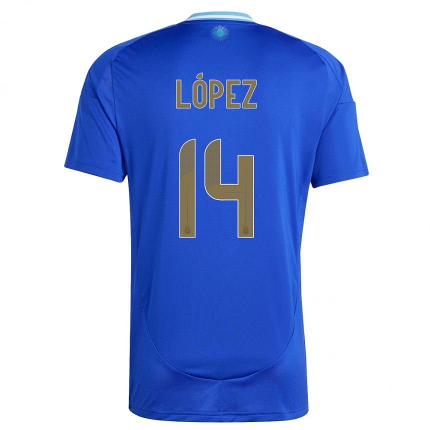 Niño Fútbol Camiseta Argentina Lautaro Lopez #14 Azul 2ª Equipación 24-26 Perú