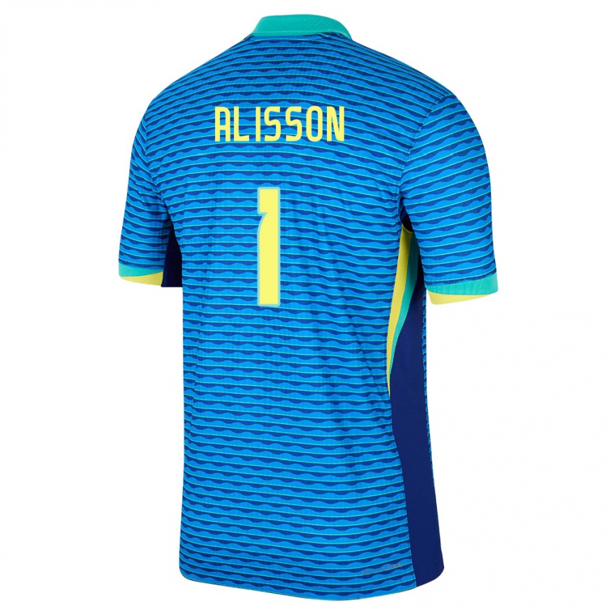 Niño Fútbol Camiseta Brasil Alisson #1 Azul 2ª Equipación 24-26 Perú