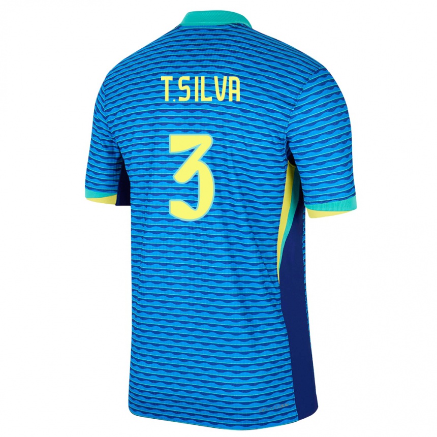 Niño Fútbol Camiseta Brasil Thiago Silva #3 Azul 2ª Equipación 24-26 Perú