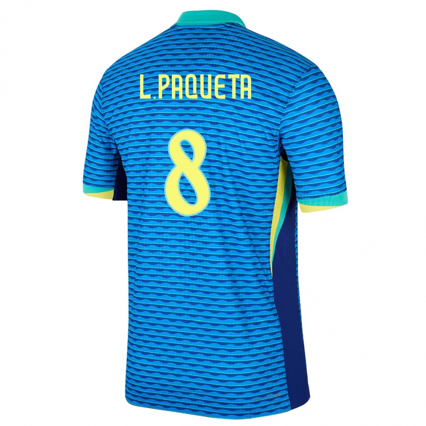 Niño Fútbol Camiseta Brasil Lucas Paqueta #8 Azul 2ª Equipación 24-26 Perú