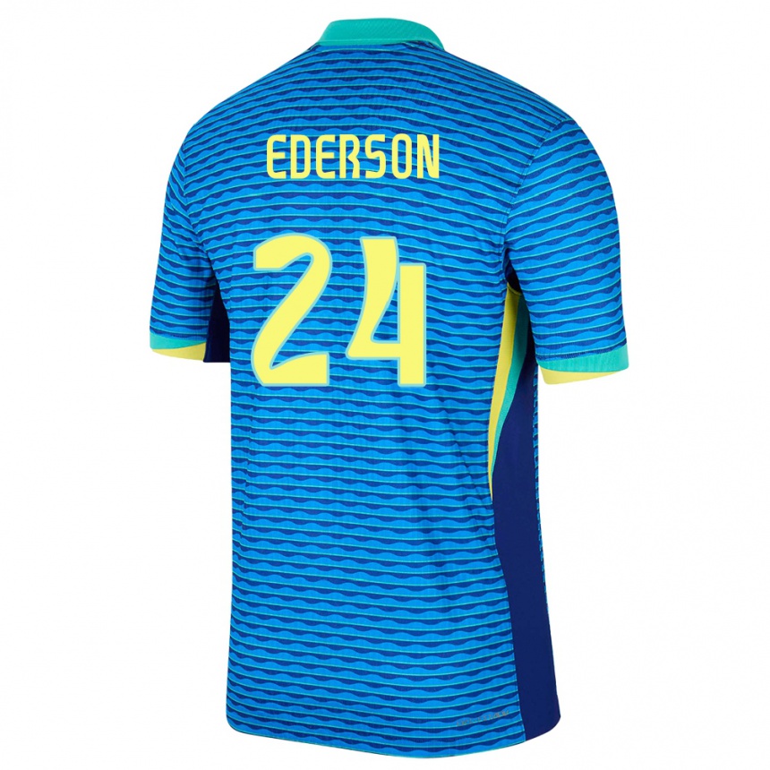 Niño Fútbol Camiseta Brasil Ederson #24 Azul 2ª Equipación 24-26 Perú