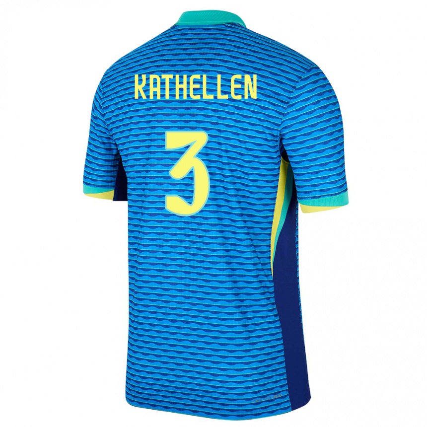 Niño Fútbol Camiseta Brasil Kathellen #3 Azul 2ª Equipación 24-26 Perú