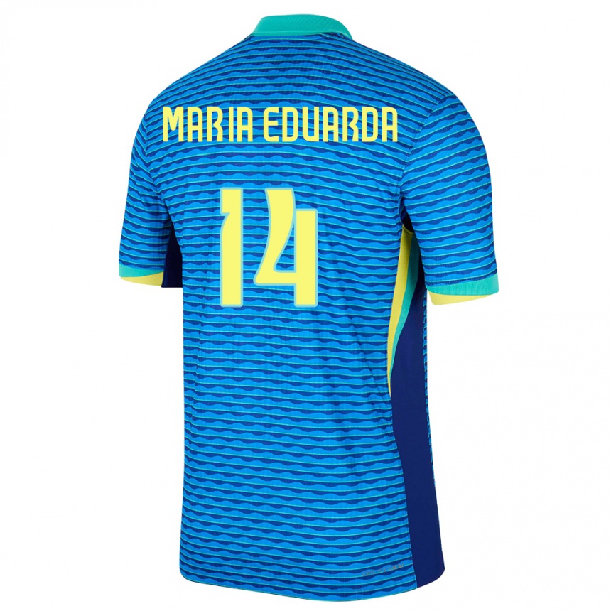 Niño Fútbol Camiseta Brasil Maria Eduarda #14 Azul 2ª Equipación 24-26 Perú