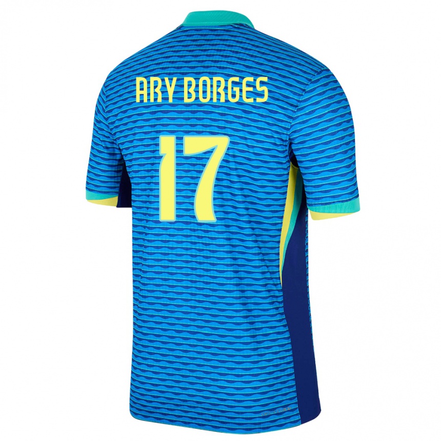 Niño Fútbol Camiseta Brasil Ary Borges #17 Azul 2ª Equipación 24-26 Perú