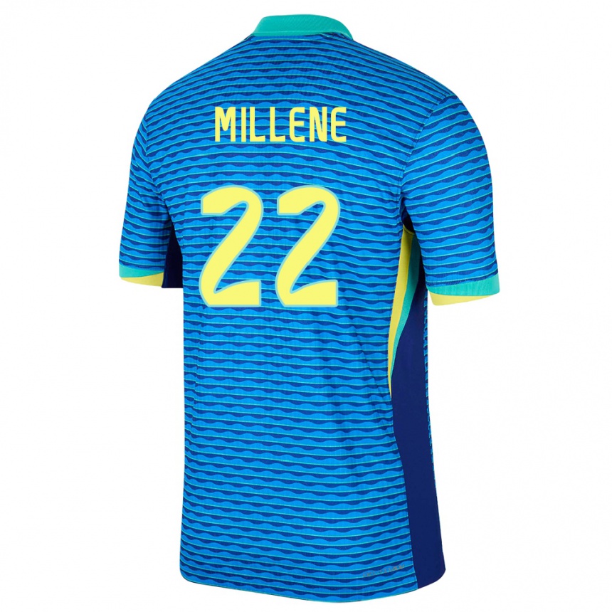 Niño Fútbol Camiseta Brasil Millene #22 Azul 2ª Equipación 24-26 Perú