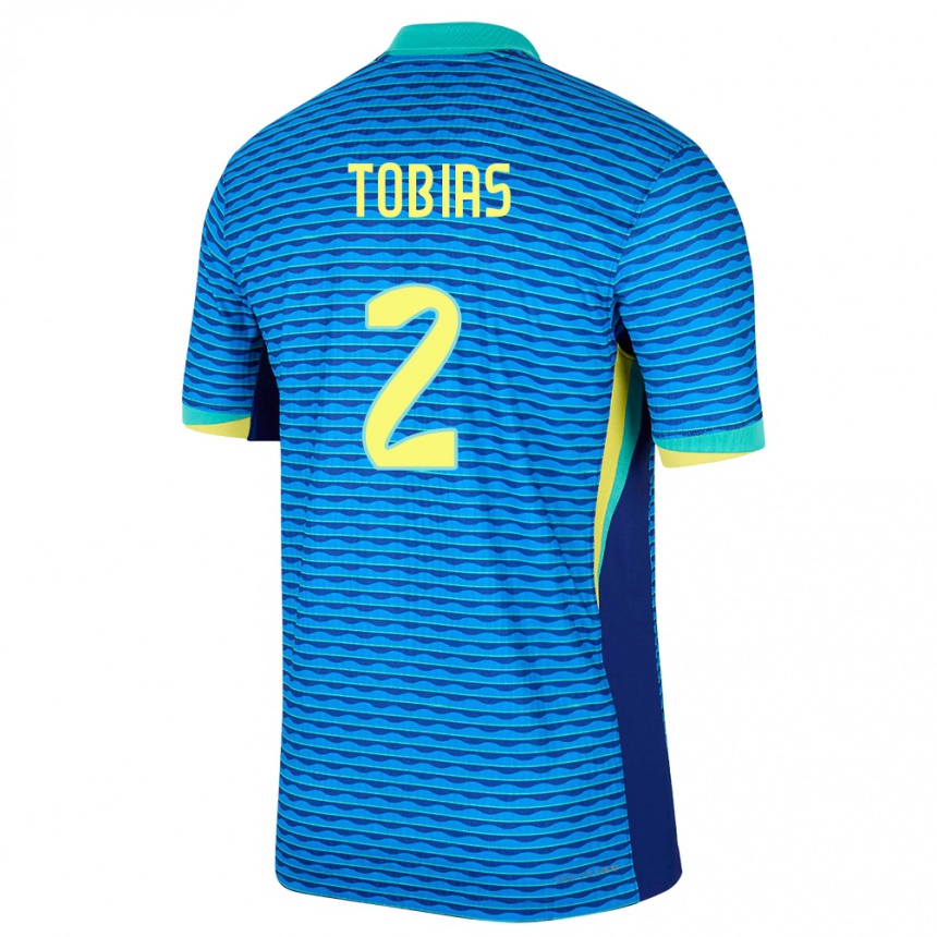 Niño Fútbol Camiseta Brasil Vinicius Tobias #2 Azul 2ª Equipación 24-26 Perú