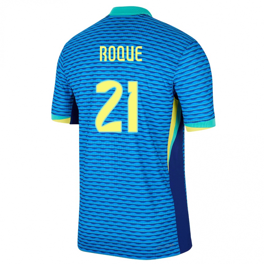 Niño Fútbol Camiseta Brasil Vitor Roque #21 Azul 2ª Equipación 24-26 Perú