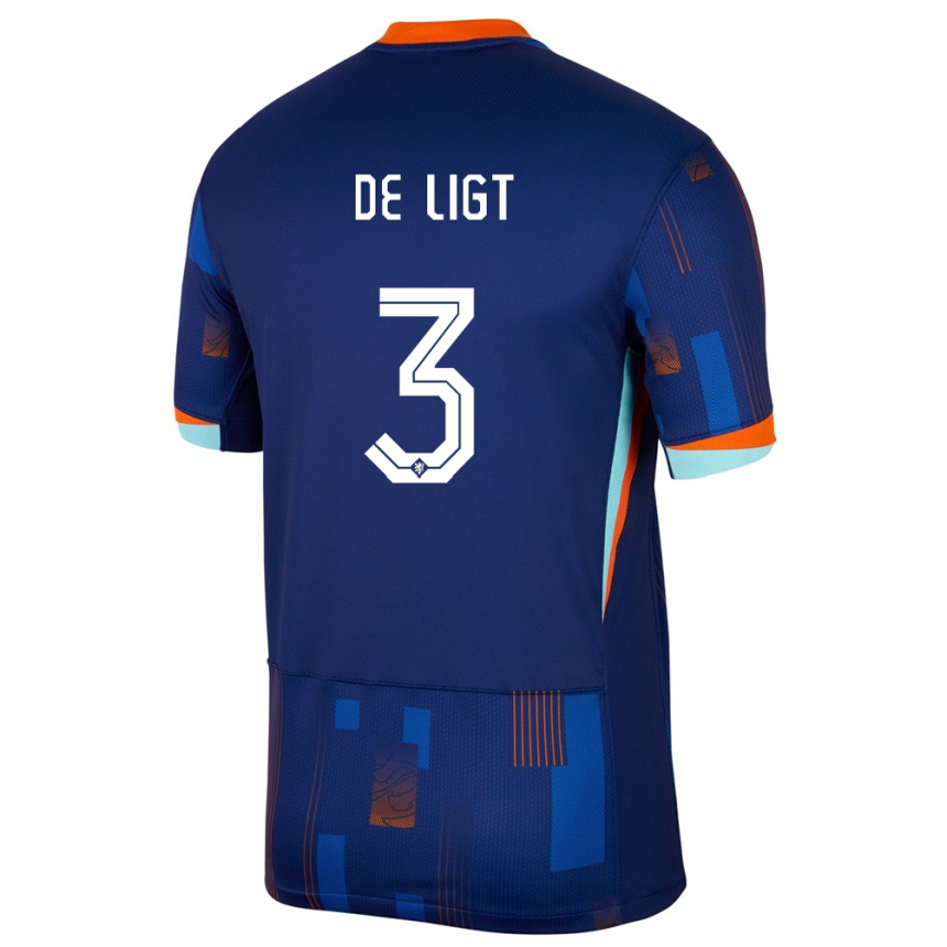 Niño Fútbol Camiseta Países Bajos Matthijs De Ligt #3 Azul 2ª Equipación 24-26 Perú