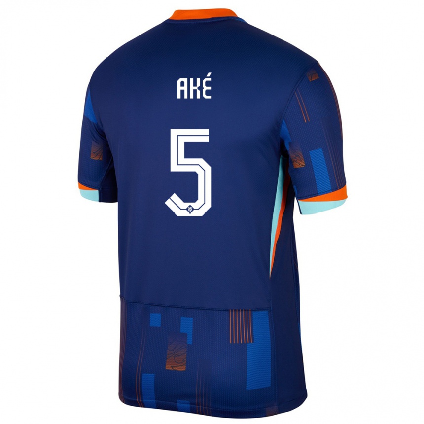 Niño Fútbol Camiseta Países Bajos Nathan Ake #5 Azul 2ª Equipación 24-26 Perú