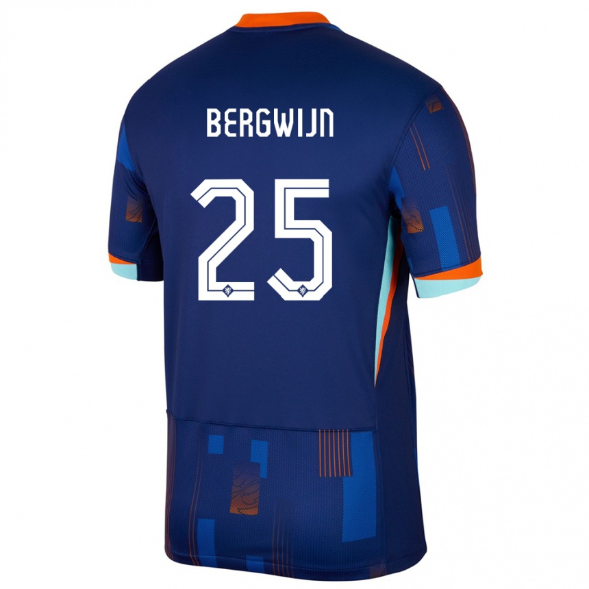 Niño Fútbol Camiseta Países Bajos Steven Bergwijn #25 Azul 2ª Equipación 24-26 Perú