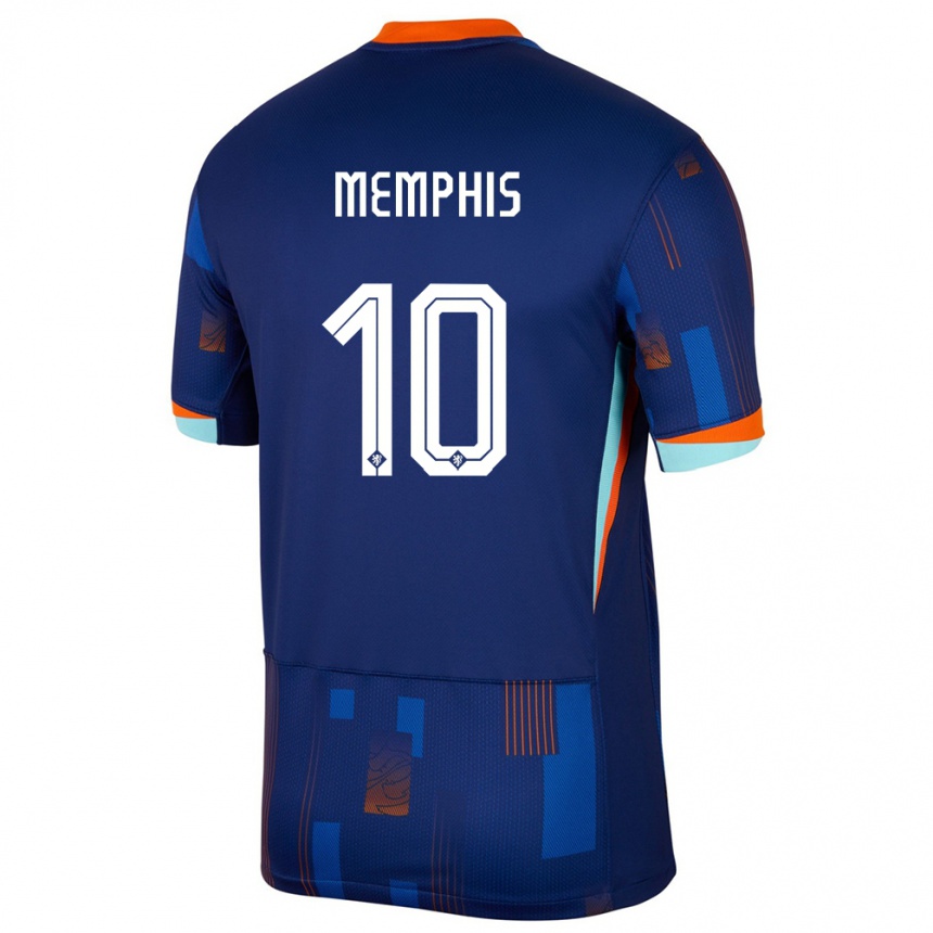 Niño Fútbol Camiseta Países Bajos Memphis Depay #10 Azul 2ª Equipación 24-26 Perú