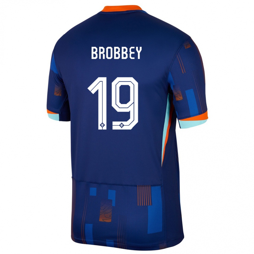 Niño Fútbol Camiseta Países Bajos Brian Brobbey #19 Azul 2ª Equipación 24-26 Perú