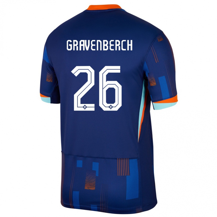 Niño Fútbol Camiseta Países Bajos Ryan Gravenberch #26 Azul 2ª Equipación 24-26 Perú