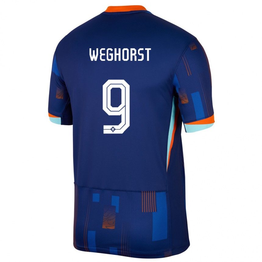 Niño Fútbol Camiseta Países Bajos Wout Weghorst #9 Azul 2ª Equipación 24-26 Perú