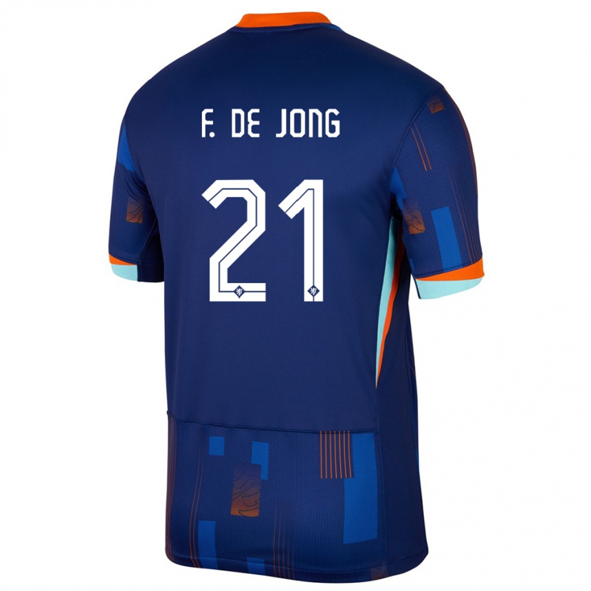 Niño Fútbol Camiseta Países Bajos Frenkie De Jong #21 Azul 2ª Equipación 24-26 Perú