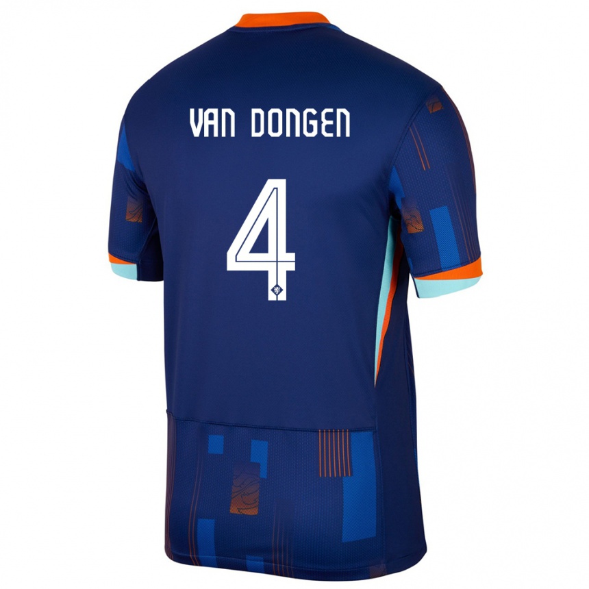 Niño Fútbol Camiseta Países Bajos Merel Van Dongen #4 Azul 2ª Equipación 24-26 Perú