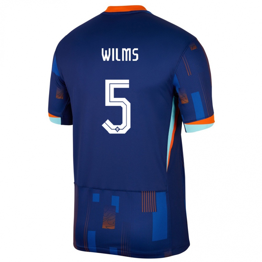 Niño Fútbol Camiseta Países Bajos Lynn Wilms #5 Azul 2ª Equipación 24-26 Perú