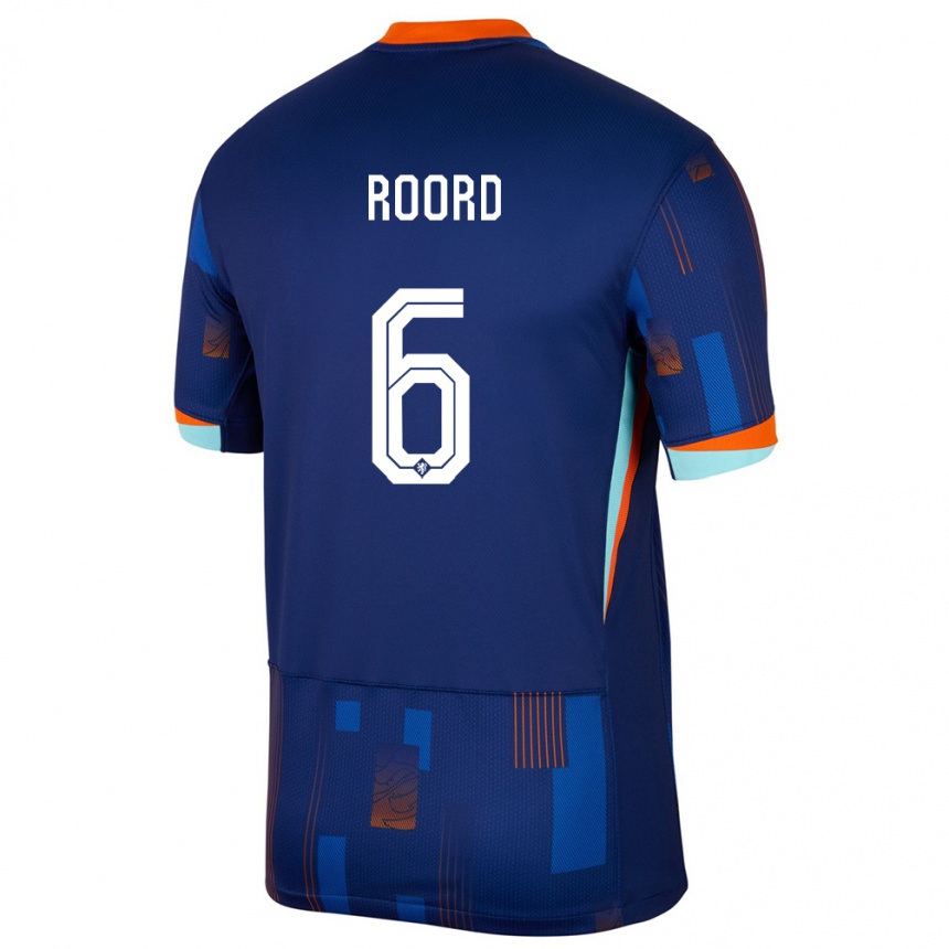 Niño Fútbol Camiseta Países Bajos Jill Roord #6 Azul 2ª Equipación 24-26 Perú