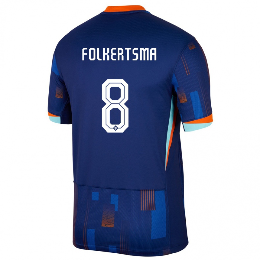 Niño Fútbol Camiseta Países Bajos Sisca Folkertsma #8 Azul 2ª Equipación 24-26 Perú